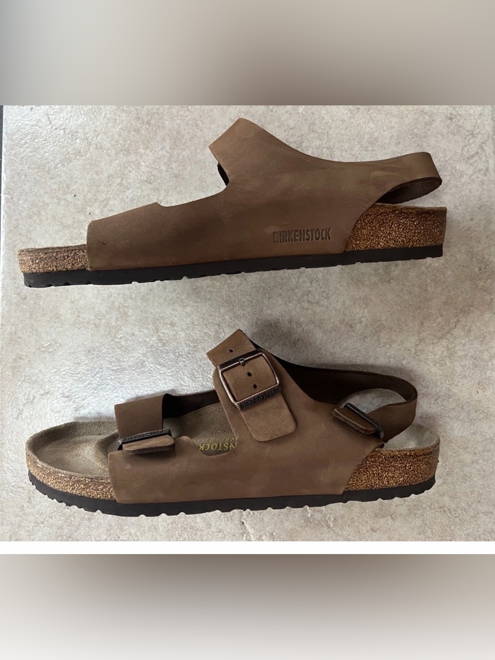 BIRKENSTOCK  Milano Cocoa Nubuck Leather Sandals Size 45, Use 12